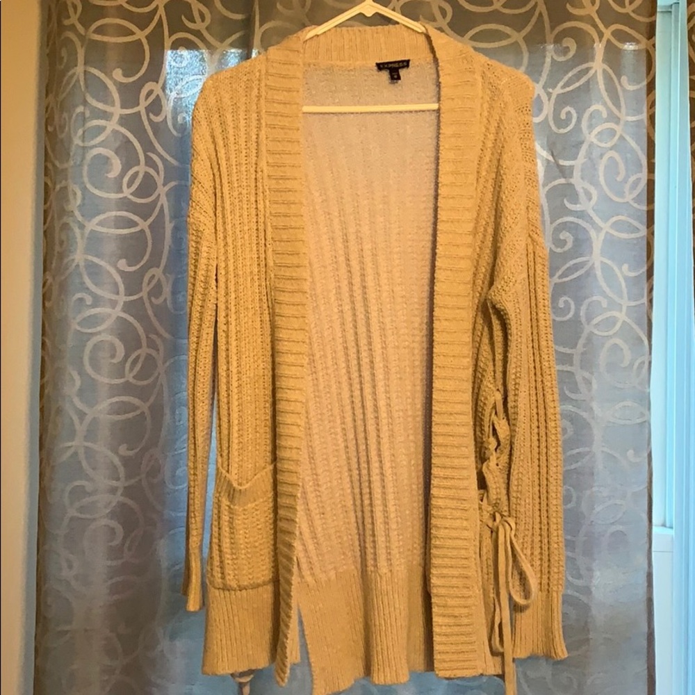 Express tan cardigan with side ties